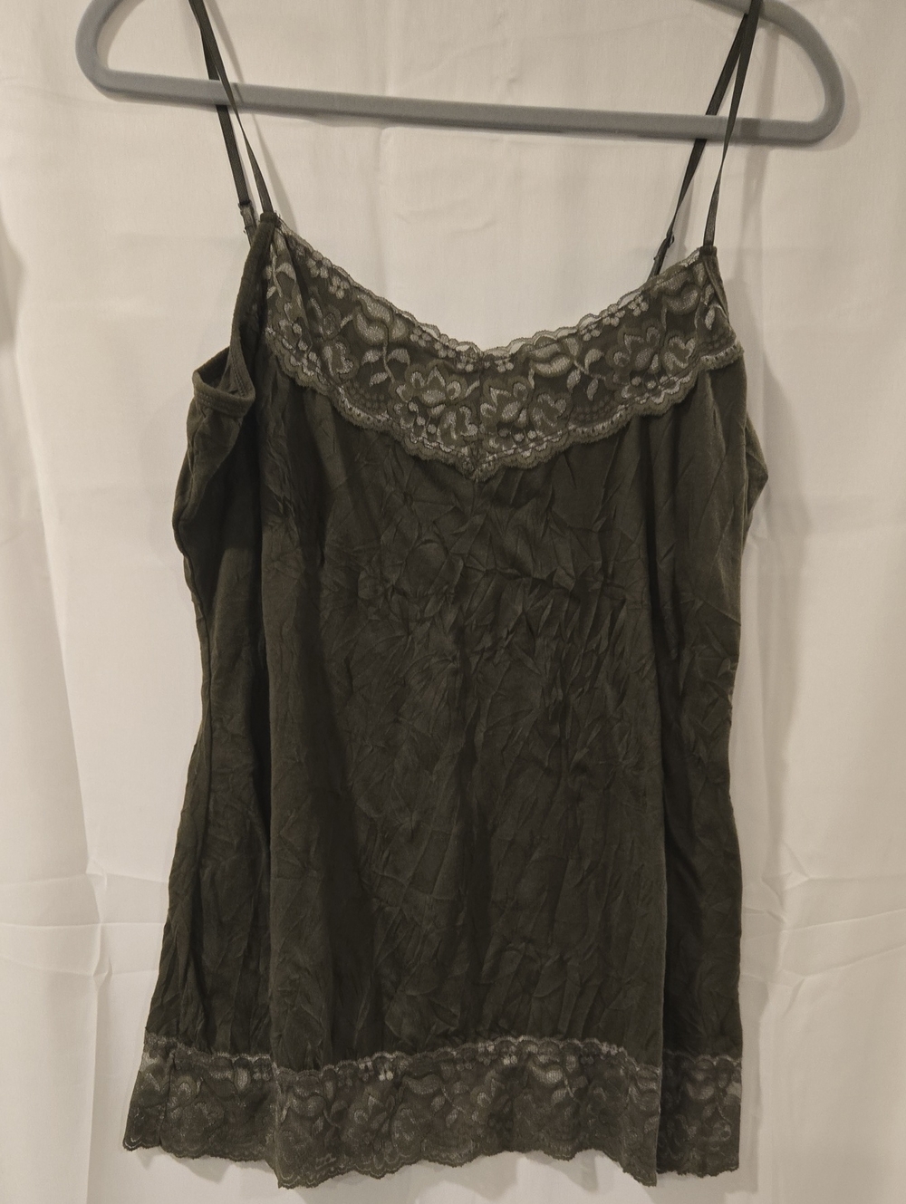 Maurices Olive Green Lace-Trim Camisole Tank Top - Size Large